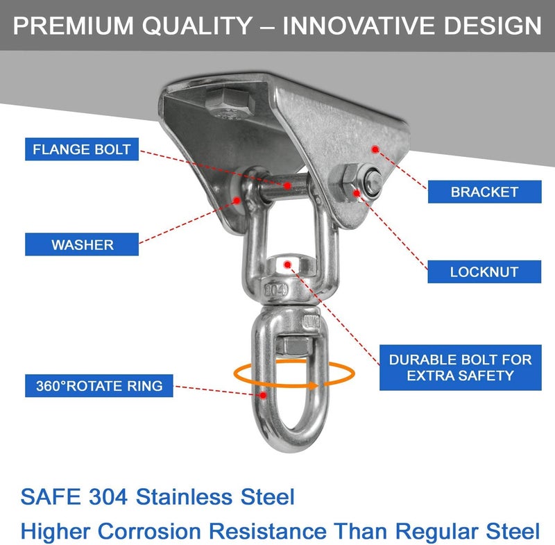 Yes4All 1000 LB Punching Heavy Bag Hanger, Steel Heavy Duty Swing Hanger Bolts for Wood and Concrete - 360Â° Swing - Image 3
